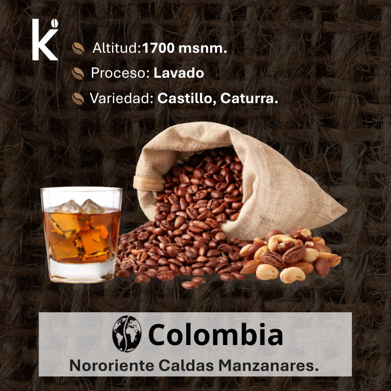 Café de Especialidad Colombiano Infusión Whisky - Tostado Medio 80g | Grano Entero