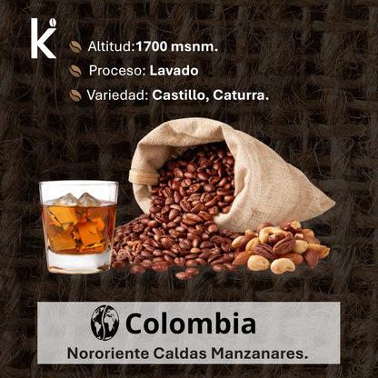 Café de Especialidad Colombiano Infusión Whisky - Tostado Medio 80g | Molido
