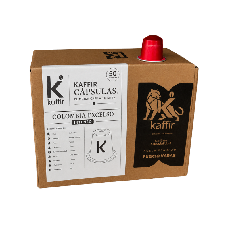 cápsulas de café Colombia excelso intenso
